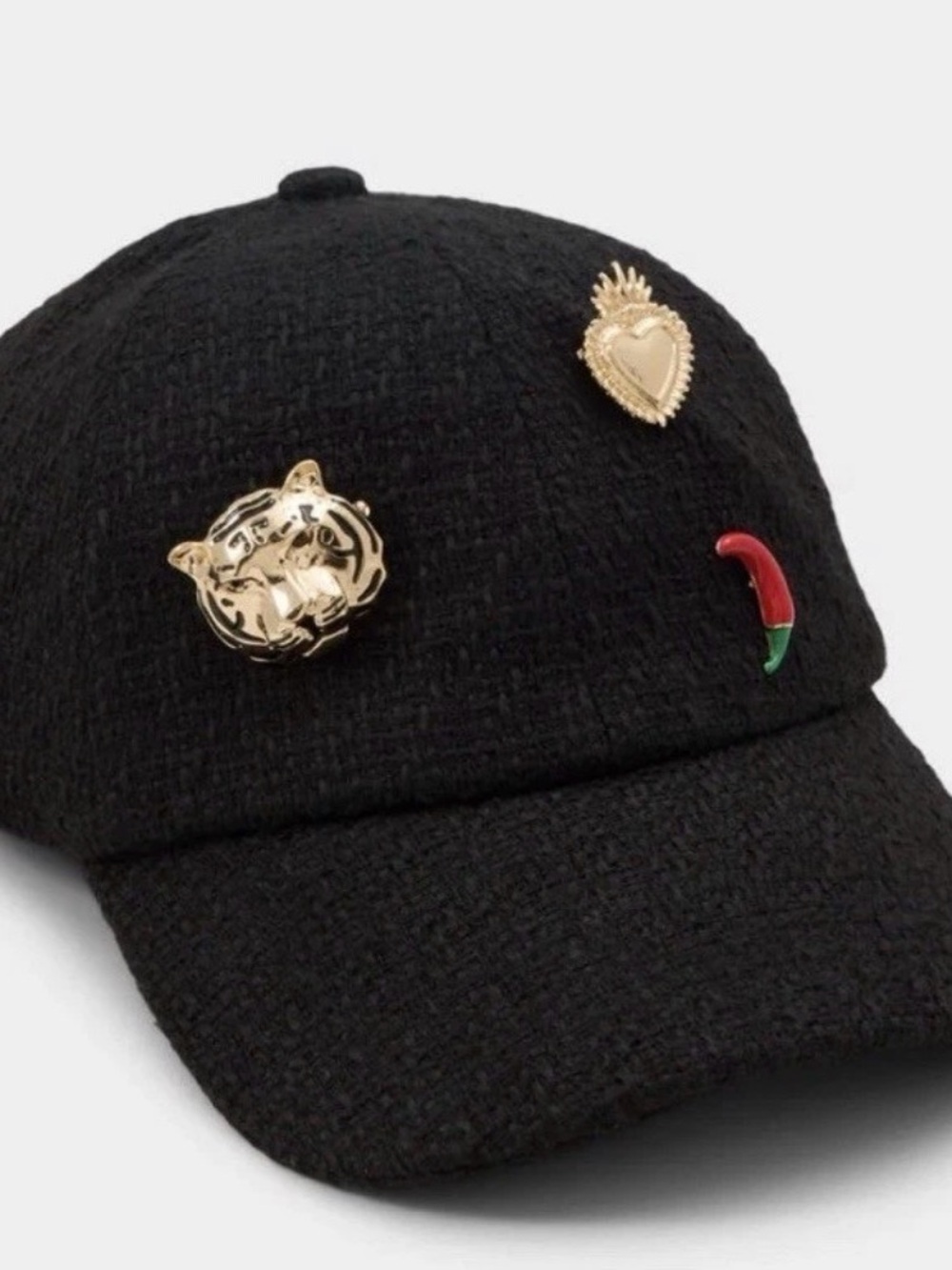 Kids Black Pin-Decorated Baseball Cap